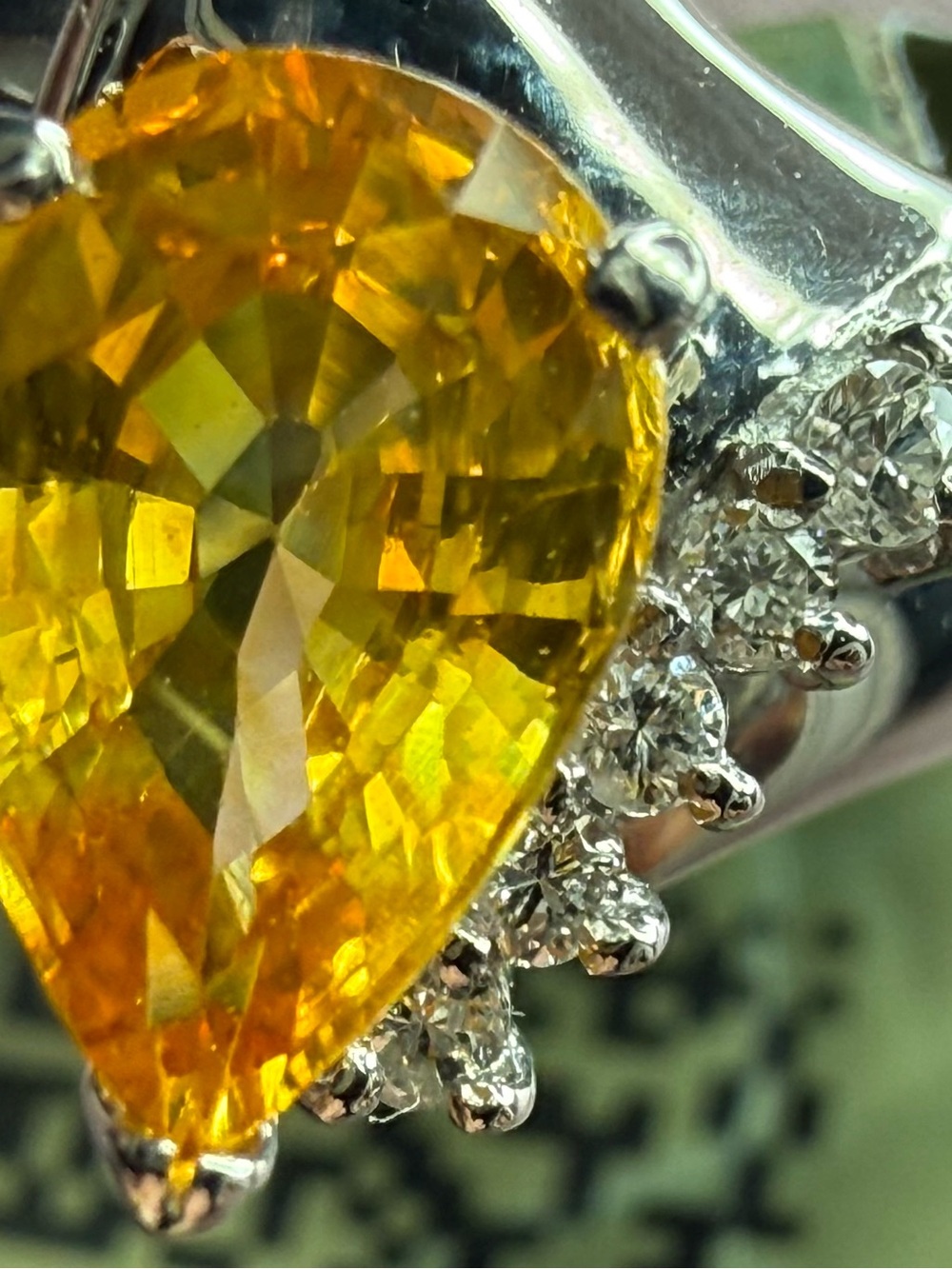 NWT PLATINUM Natural Vivid Yellow Sapphire & Diamond Ring  AIGL  APPRAISAL $3285